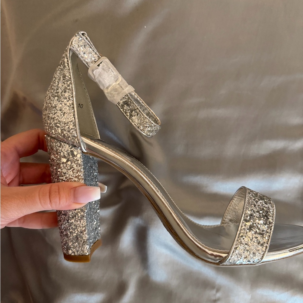 Herstyle Silver Glitter Heels
